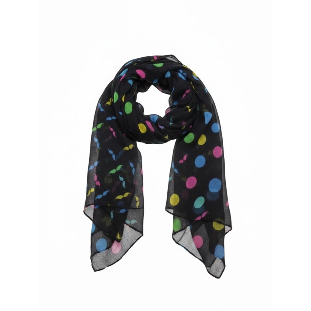 🆕Chiffon Polka Dot With Mustache Print Scarf